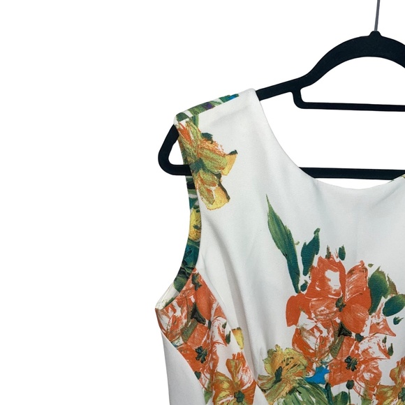 Floral Sleeveless Dress in White and Yellow - Picture 6 of 15